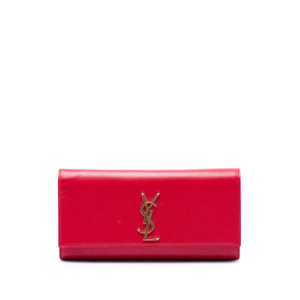 Pre-Loved Saint Laurent Grain de Poudre Monogram Cassandre Clutch
